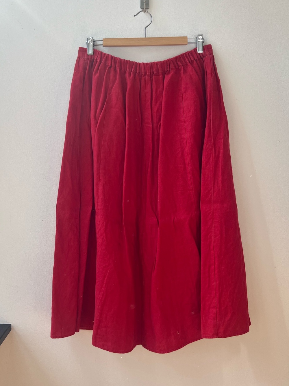 Reformation Red Gathered Midi Skirt Size 12